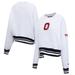 Women's Pro Standard White Ohio State Buckeyes Classic Rib Fleece Cropped Crewneck Pullover Sweatshirt