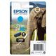 Epson Elephant Singlepack Cyan 24XL Claria Photo HD Ink