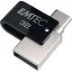 Emtec T260C USB-Stick 32 GB USB Type-A / Type-C 3.2 Gen 1 (3.1 1) Schwarz, Edelstahl