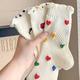 Polka Dot Womens Socks White Versatile College Style Lolita Cute Harajuku Frilled Lace Socks Japanese Style Heart Embroidery Midcalf Socks