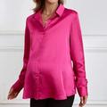 Solid Color Long Sleeve Maternity Shirt