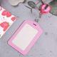 pc Creative Pink Pu Leather Card Holder With Retractable Buckle Student Id Card Badge Holder