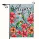 pc Welcome Spring Garden Flag Hummingbird Decorative House Yard Lawn Outdoor Small Bird Flag Flower Decor Vintage Summer Farmhouse Seasonal Outside De