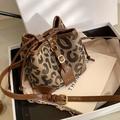 Leopard Print Crossbody Bag Womens Brown Bucket Bag Large Capacity Womens Bag