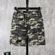 Boys Green Camouflage Cargo Elastic Waist Washed Distressed Comfortable Casual Denim Shorts With Multiple Pockets
