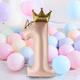 PC inch Large Pink Crown Number Foil Helium Balloons Boy Girl st Birthday Party Decoration Balloon