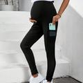 Solid Color Maternity Leggings With Adjustable Waistband