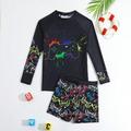 Tween Boys Long Sleeve Swimsuit And Swim Trunks With Game Machine Print