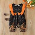 Baby Girls Flower Printed Romper With ColorBlock Design Floral Lace Trim And Bow Decoration