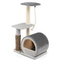 Cm X Cm X cm Cat Tree MultiLevel Kitty Condo Climbing Tower With Groom Brush And Sisal Rope Cats Scratching Post Activity Center