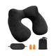 Travel Neck Pillow Inflatable Travel Pillow Soft Velvet Inflatable Neck Pillow with Eye Masks Earplugs and Storage Bag for Airplane Train Car and Trav