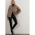 Religion Short Faux Fur Shearling Coat With Shawl Collar - Neutral