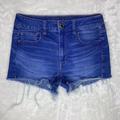 American Eagle Outfitters Shorts | American Eagle Hi-Rise Shortie Super Stretch Blue Denim Cutoff Jean Shorts Sz 4 | Color: Blue | Size: 4