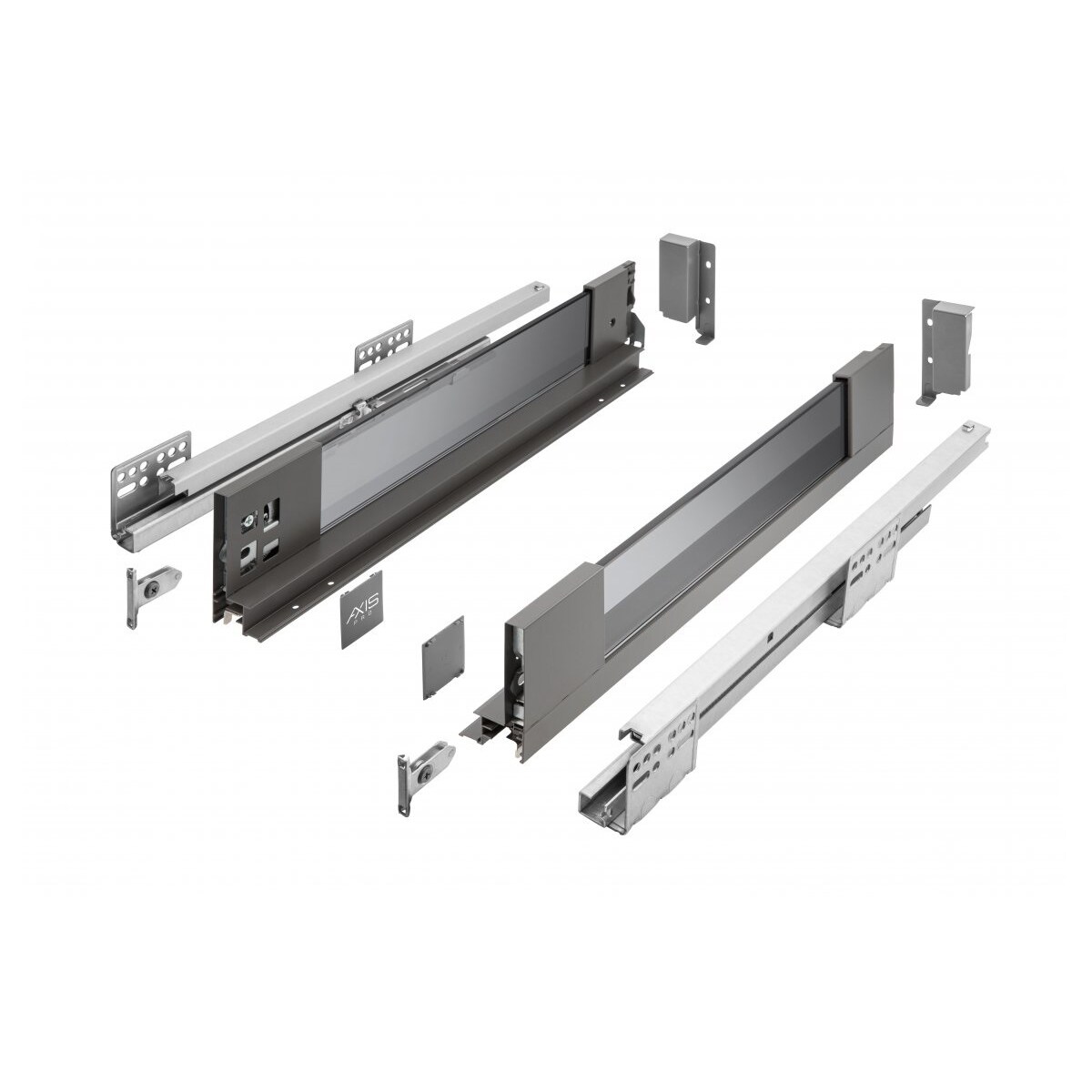 MS Beschläge Glas Schubladensystem Vollauszug Soft Close Schubladenauszug L 500mm H 168mm Image