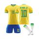 (L(175-180CM)) Neymar Jr #10 Brazil Home Jersey 2022/23 Soccer T-Shirt Shorts Kits Football 3-Pieces Sets