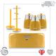 (Yellow) Swan Retro Towel Pole & Mug Tree, Bread Bin & Set of 3 Canisters Stainless Steel