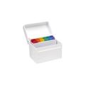 OSCO White Hi-Gloss Index Box with 100 Cards and Coloured Tab, White