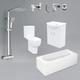 Ambon 1700mm Bath, 550mm Basin Vanity Unit, Close Coupled Toilet, Shower Slider Rail Kit, Bath and Mono Mixer & Wastes White
