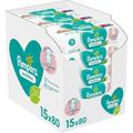 Pampers Sensitive Baby Wipes (15x80) For Newborn, Fragrance Free