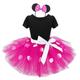 (6-12 Months, Rose) Halloween Baby Toddler Kids Girls Minnie Mickey Mouse Princess Dress Tutu Tulle Dress Headband 1st Birthday Party Costume