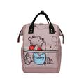 (Pink) Pooh Bear Mommy Bag Printed Backpack Large Capacity Mother And Baby Backpack