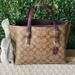 Coach Bags | Coach Monogram/Eggplant Mollie 25 Tote Crossbody Nwt | Color: Brown/Purple | Size: Os