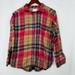 American Eagle Outfitters Tops | American Eagle Plaid Button Up Long Sleeve Boyfriend Fit Flannel Medium Top | Color: Pink/Tan | Size: M