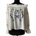 American Eagle Outfitters Tops | American Eagle Outfitters Off White & Blue Embroidered Floral Blouse | Color: Blue/Cream | Size: M