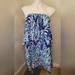 Lilly Pulitzer Dresses | Lilly Pulitzer Quincy Swing Dress Tropi Call Me Engineered Blue Sz M Strapless | Color: Blue | Size: M