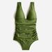 J. Crew Swim | J. Crew Safari Green Ruched V-Neck Plus Size One Piece Swimsuit | Color: Green | Size: 20