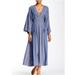 Free People Dresses | Free People Dress 6 Small Boho Maxi Dress Modern Kimono Sleeve Blue Printed | Color: Blue/Cream | Size: 6