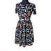 Lularoe Dresses | Lularoe Amelia Fit Flare Short Sleeve Floral Dress Size Xxs | Color: Black/Orange | Size: Xxs