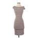 Herve Leger Cocktail Dress - Bodycon Boatneck Short sleeves: Gray Print Dresses - New - Women's Size Small