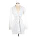 Zara Casual Dress - Mini Collared Long sleeves: White Print Dresses - Women's Size Medium