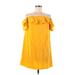 Amanda Uprichard Casual Dress - Shift Off The Shoulder Short sleeves: Yellow Solid Dresses - Women's Size Medium