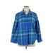 Lands' End Long Sleeve Button Down Shirt: Blue Tops - Women's Size 1X