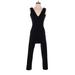 French Connection Jumpsuit V-Neck Sleeveless: Black Solid Jumpsuits - Women's Size 2X-Small