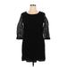 J.Crew Factory Store Casual Dress - Mini Crew Neck 3/4 sleeves: Black Solid Dresses - Women's Size 14