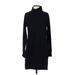 Athleta Casual Dress - Sweater Dress Turtleneck Long sleeves: Black Solid Dresses - Women's Size Small