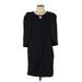 GSTQ Casual Dress - Sheath Keyhole 3/4 sleeves: Black Print Dresses - Women's Size Large