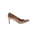 Stuart Weitzman Heels: Slip On Stilleto Work Tan Solid Shoes - Women's Size 5 1/2 - Pointed Toe