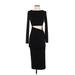 Shein Casual Dress - Midi High Neck Long sleeves: Black Solid Dresses - Women's Size Small