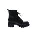 Mia Ankle Boots: Combat Chunky Heel Casual Black Solid Shoes - Women's Size 8 1/2 - Round Toe