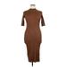 Fashion Nova Casual Dress - Sweater Dress Mock Short sleeves: Brown Solid Dresses - New - Women's Size 1X