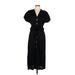 Veronica Beard Casual Dress - Shirtdress V Neck Short sleeves: Black Print Dresses - Women's Size 10