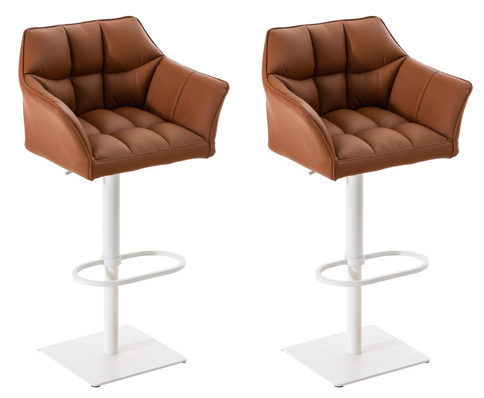 CLP 2er Set Barhocker Damaso Kunstleder hellbraun/weiß Image