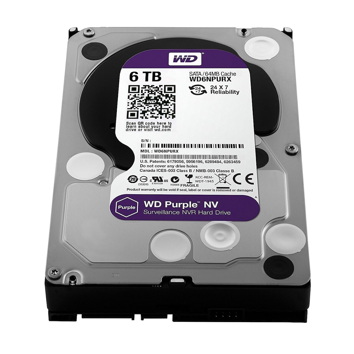 WD Purple Surveillance Hard Drive Festplatte 6 TB intern 3.5" 8.9 cm SATA 6Gb/s Puffer: 64 MB Image