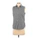 J.Crew Factory Store Sleeveless Button Down Shirt: Black Checkered/Gingham Tops - Women's Size Small