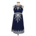 INC International Concepts Casual Dress - Mini Keyhole Sleeveless: Blue Dresses - Women's Size Medium