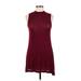 Eyeshadow Casual Dress - Mini High Neck Sleeveless: Burgundy Solid Dresses - Women's Size Medium